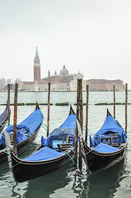 Blue Venice gondolas