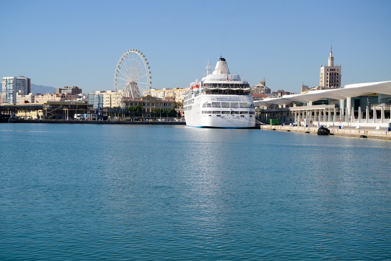 Cruise ship in Malaga port free photo
