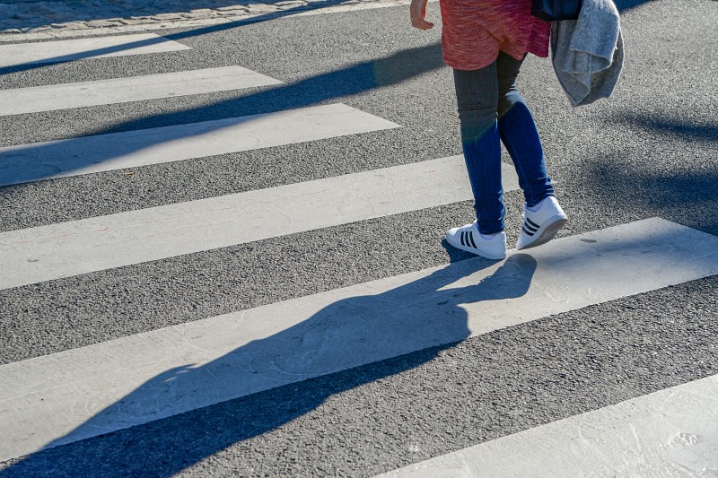 Girl jeans pedestrian crossing free photo