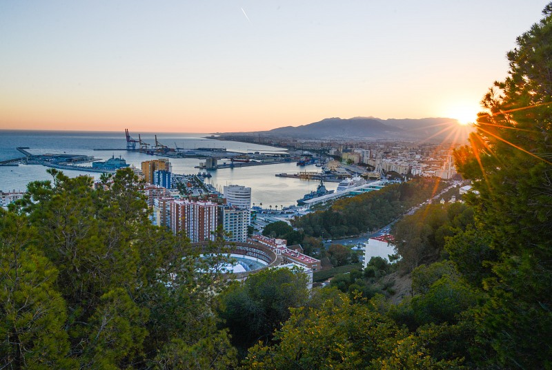 Malaga city sunset free photo
