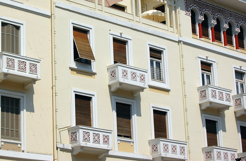 Building facade in Greek city free photo