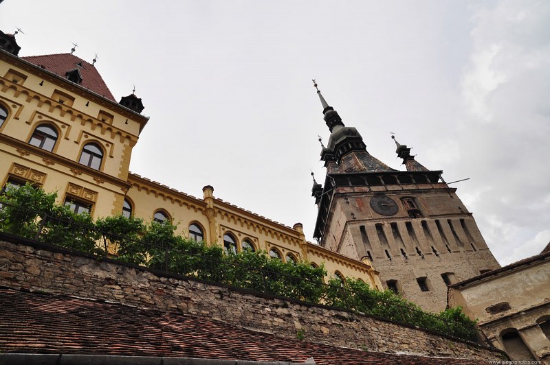 Medieval palace in a city free photo
