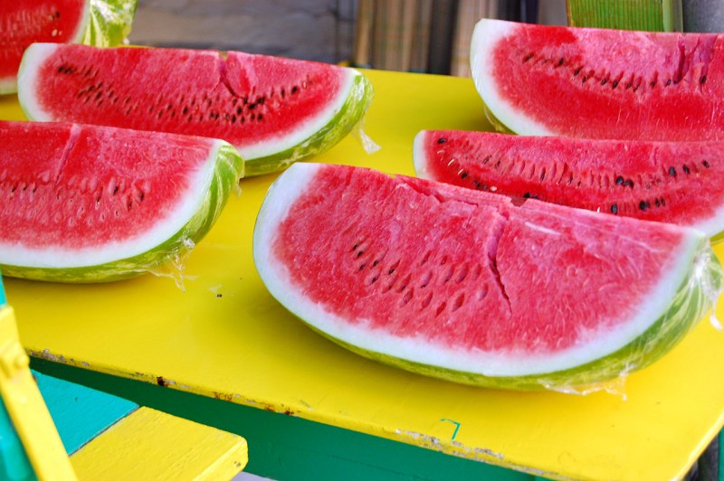 Melon slices in market free photo