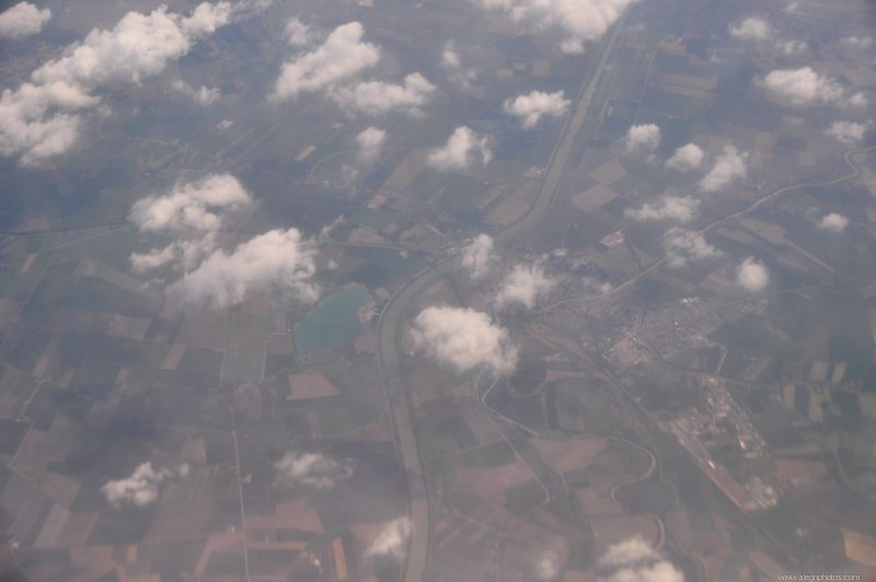River and clouds seen from an aircraft free photo