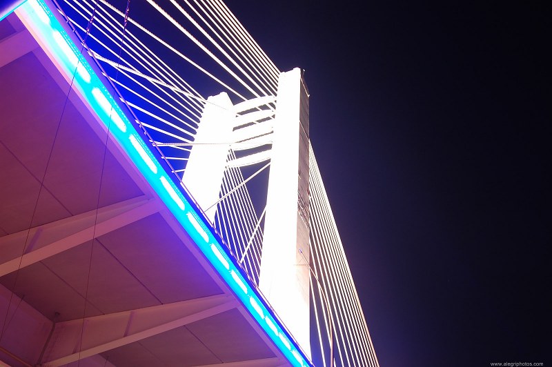 Tall bridge at night free photo