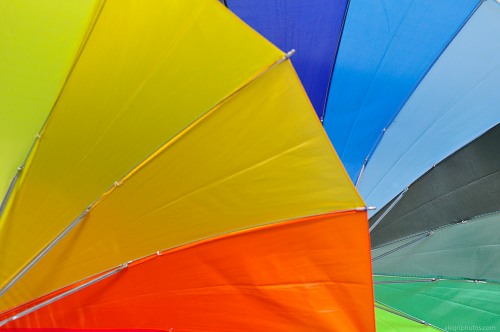 Brightly colored umbrellas free photo