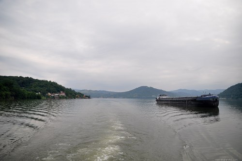 Cargo ship on Danube free photo