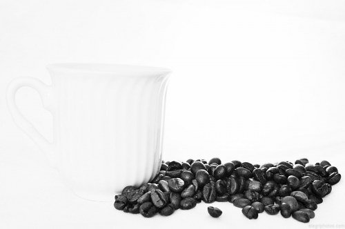 Coffee cup and beans isolated free photo