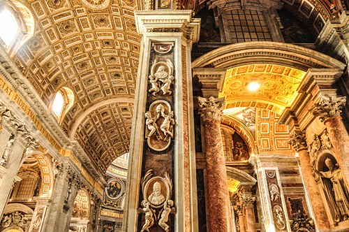 Interior of St Peters basilica in Rome free photo