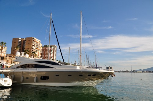 Luxury yacht in port free photo