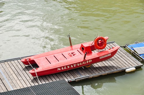 Red rescue boat free photo