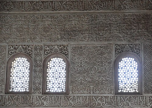 Rich decorated wall and windows in an arabic palace free photo