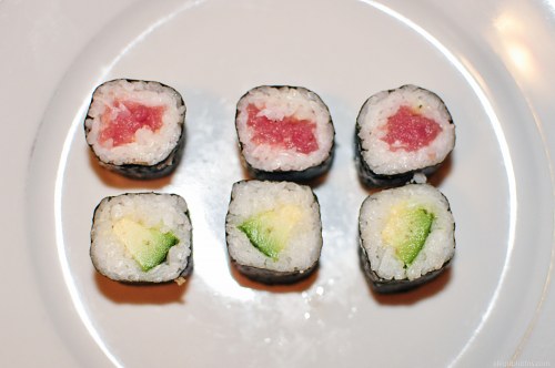 Sushi on white plate free photo
